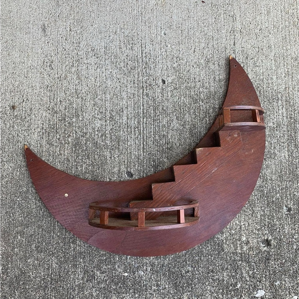 Southern Folk Art Moon Shaped Wall Shelf
